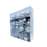 Caja de decoraciones navideñas en plata